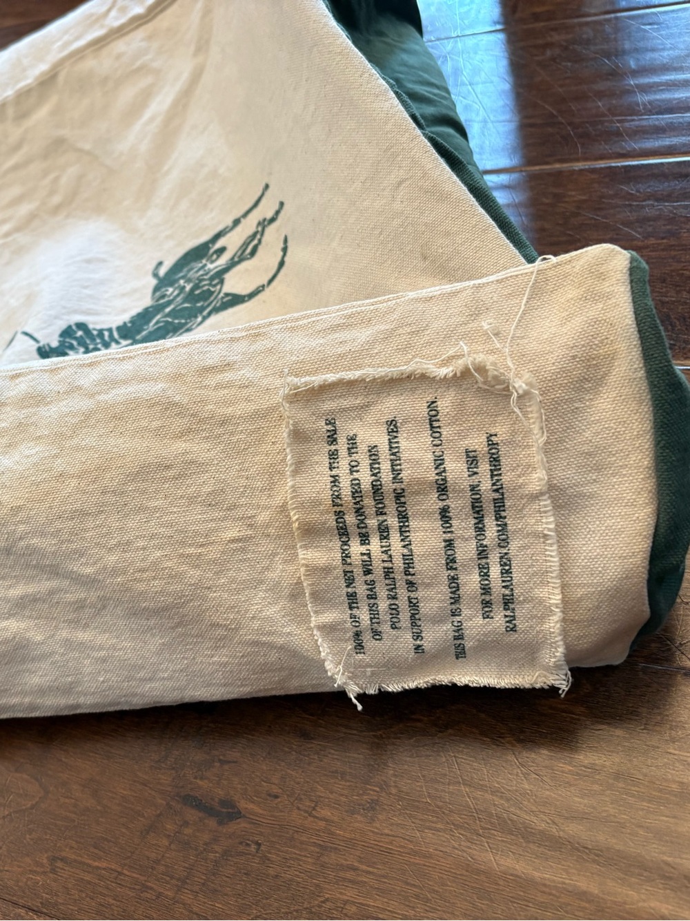 Polo by Ralph Lauren Natural Canvas Tote with Forest Green Trim